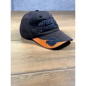 Vintage Harley Davidson‎ Black Orange Embroidered Logo Cap Adult adjustable